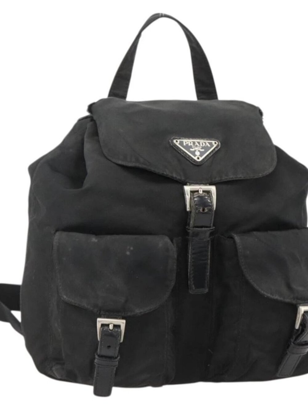 PRADA Backpack Nylon Black Silver Auth YKZ1087